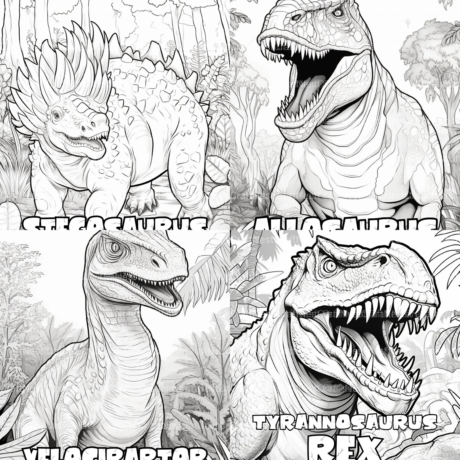 Kids Dinosaur Coloring Book - CraftNest - Digital Crafting and Art