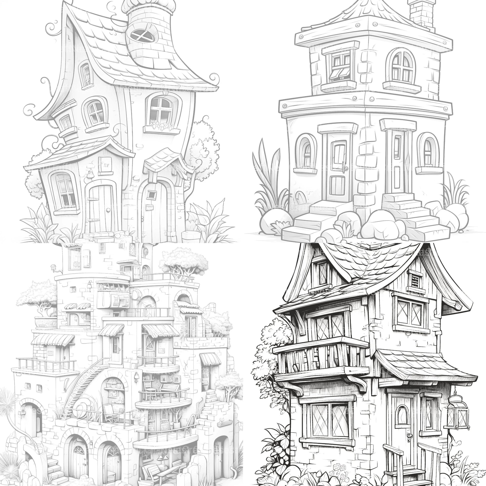 Mixed Tiny House Coloring Book - CraftNest - Digital Crafting and Art