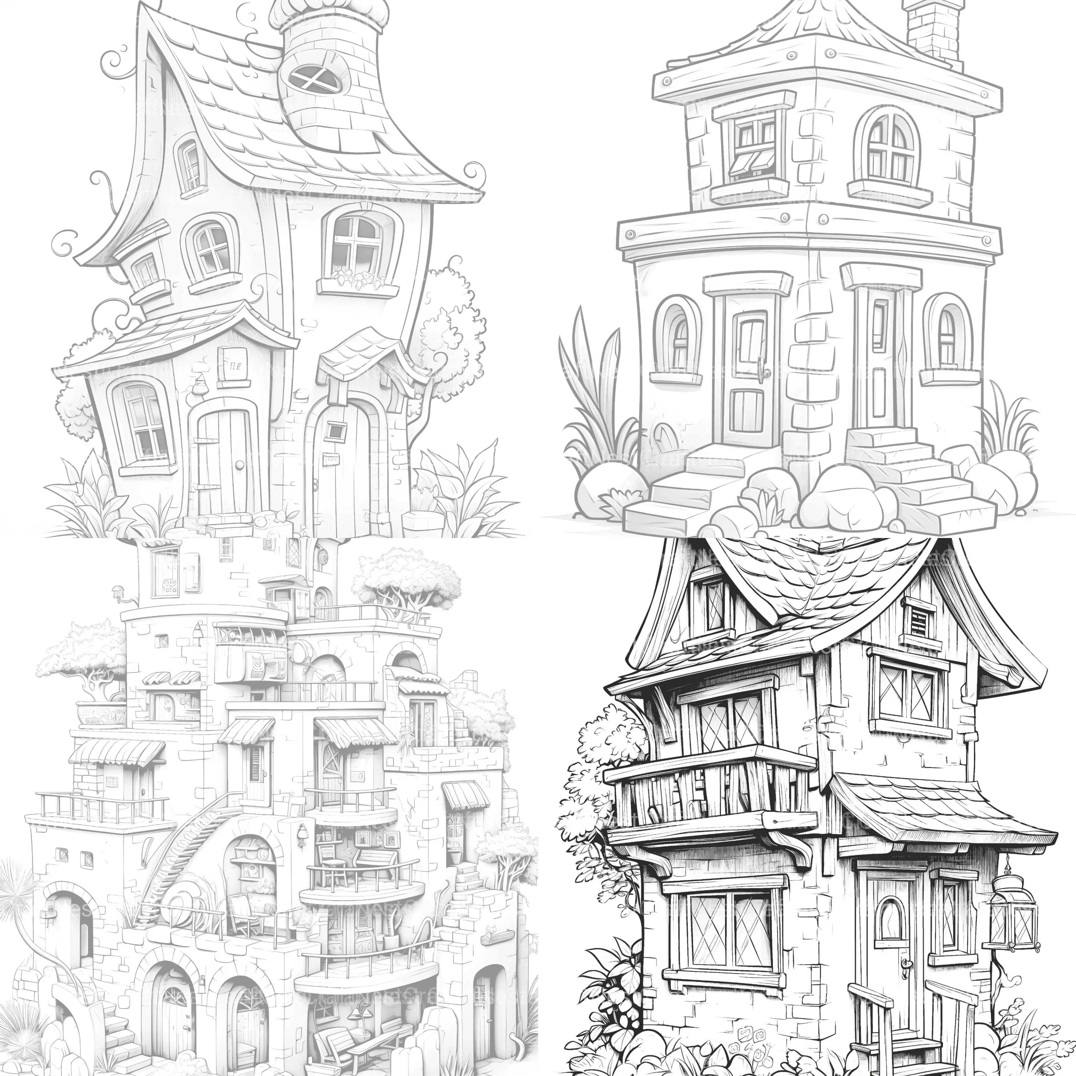 Mixed Tiny House Coloring Book - CraftNest - Digital Crafting and Art