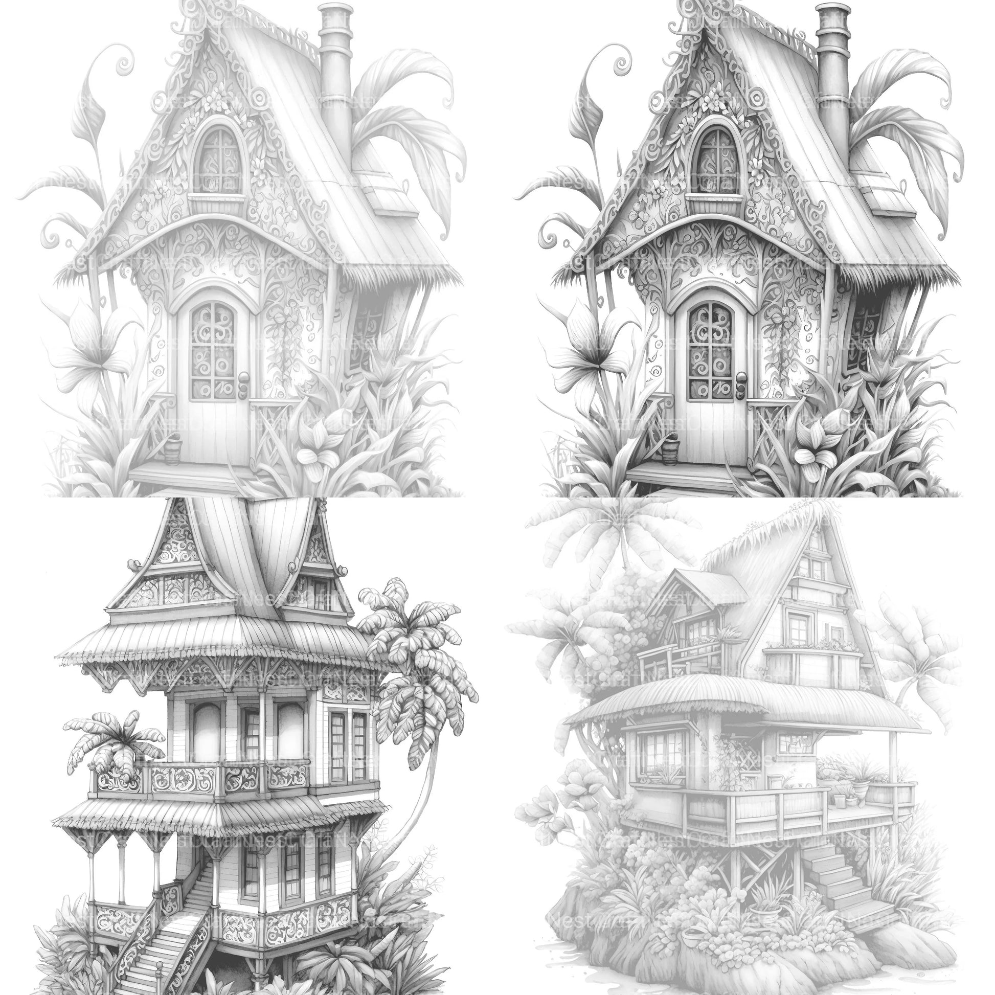 Hawaiian Tiny House Coloring Book - CraftNest - Digital Crafting and Art