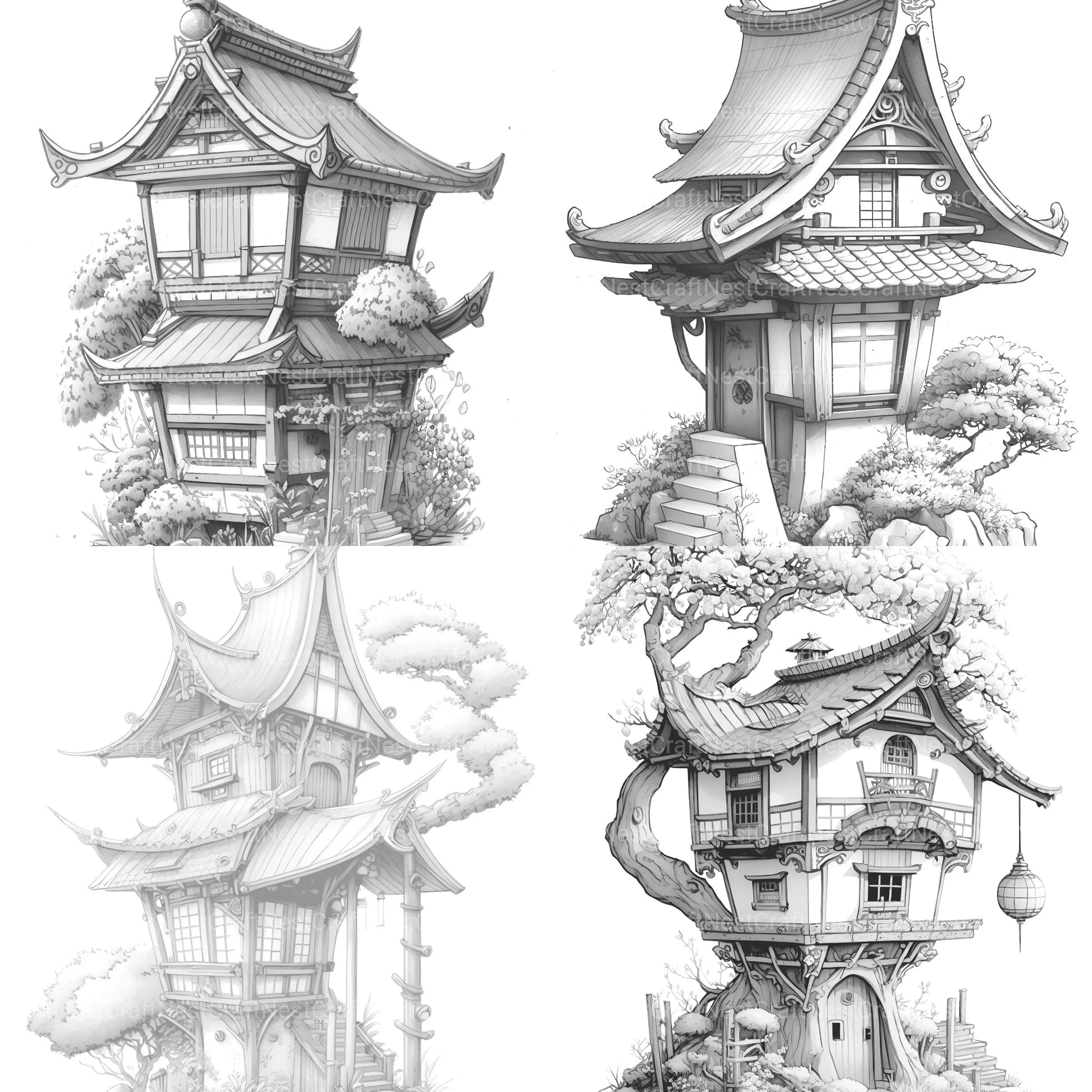 Japanese Tiny House Coloring Book - CraftNest - Digital Crafting and Art
