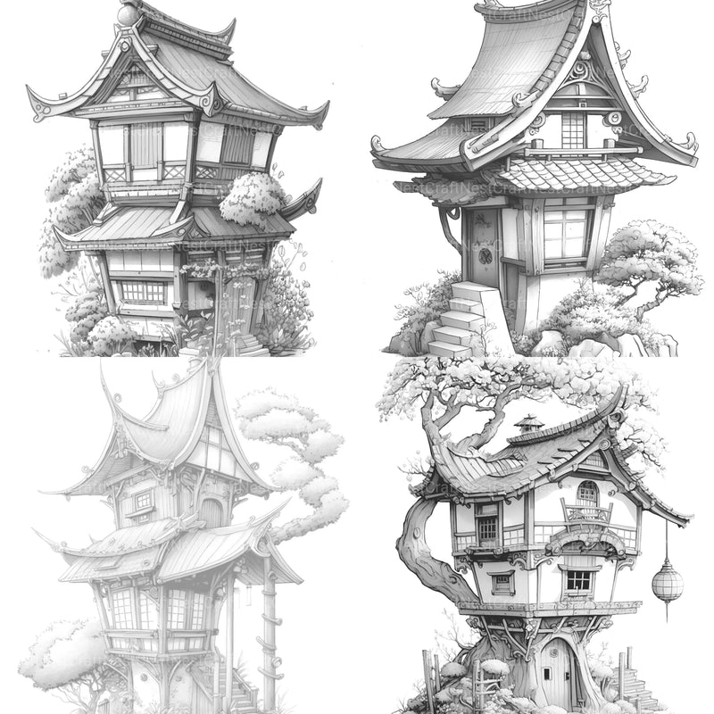 Japanese Tiny House Coloring Book - CraftNest - Digital Crafting and Art
