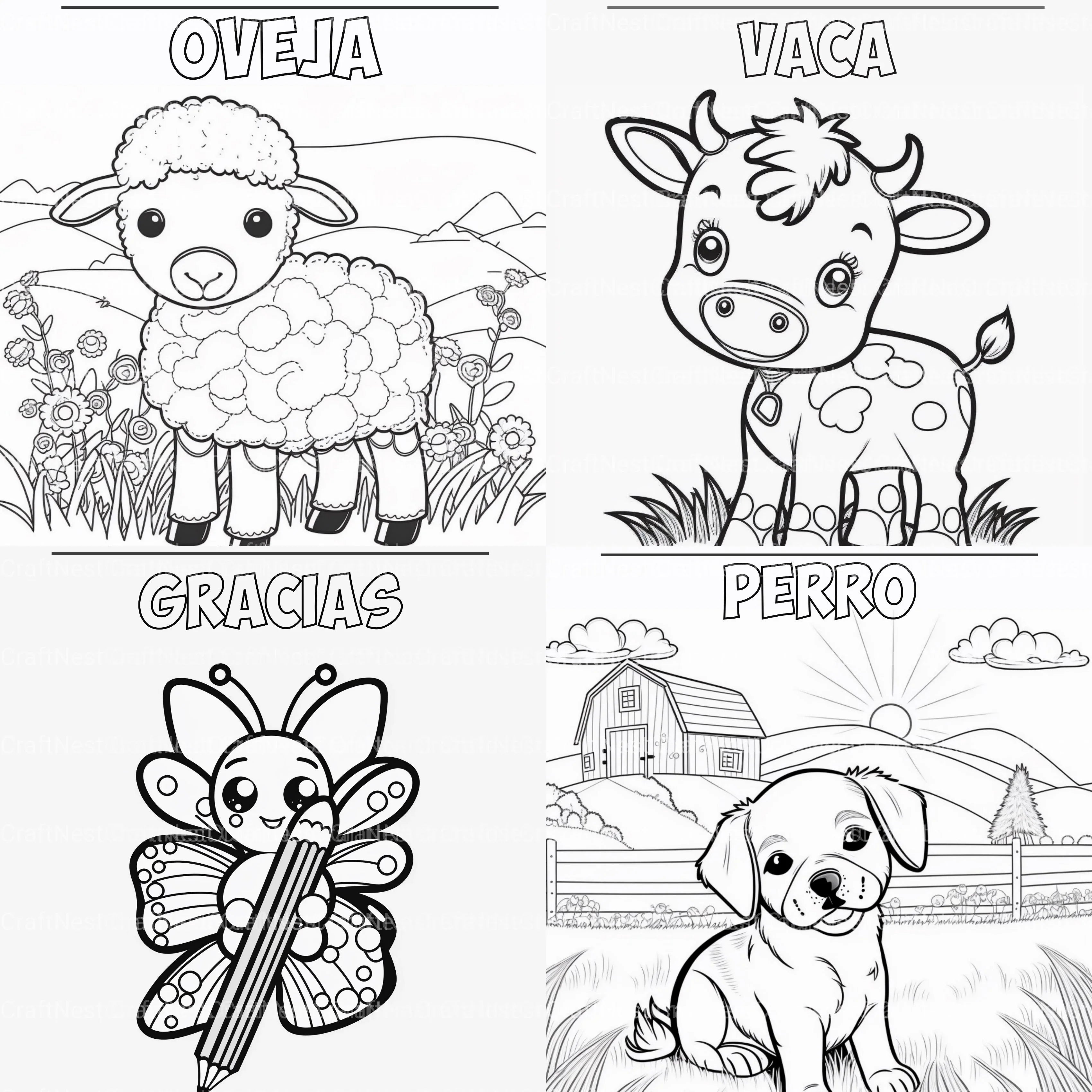 Barnyard Animals Learning Coloring Book - CraftNest - Digital Crafting and Art