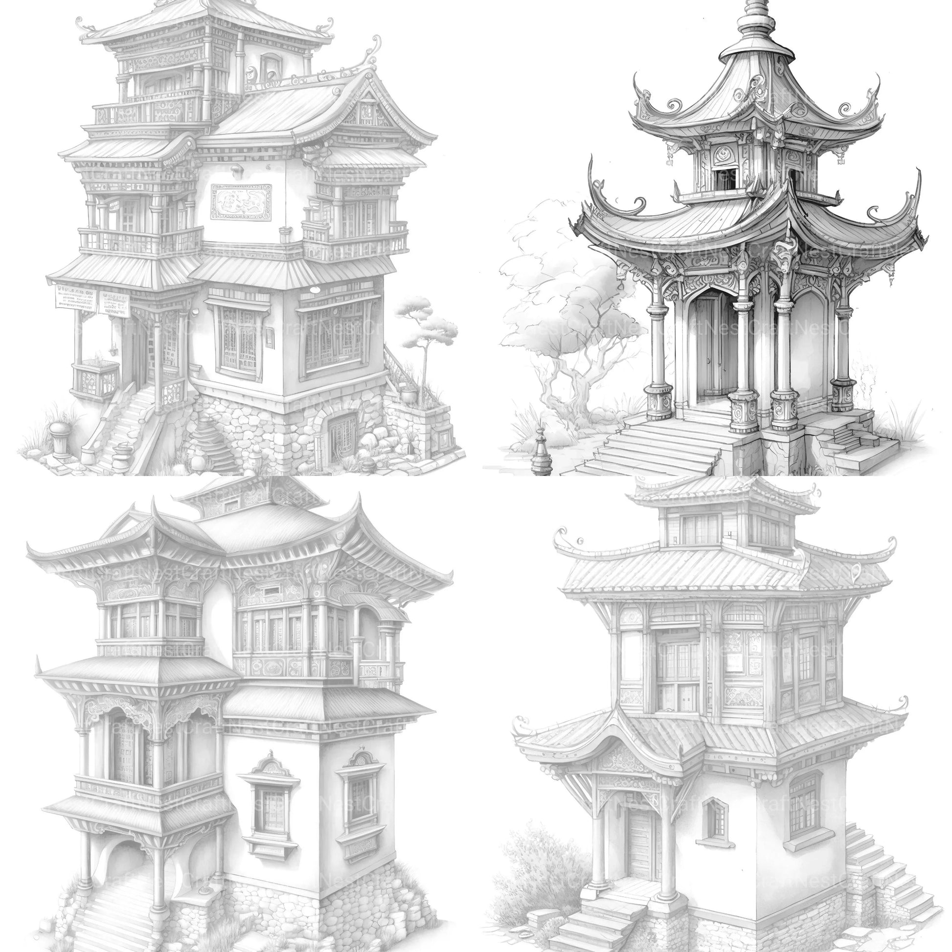 Tibetan Tiny House Coloring Book - CraftNest - Digital Crafting and Art