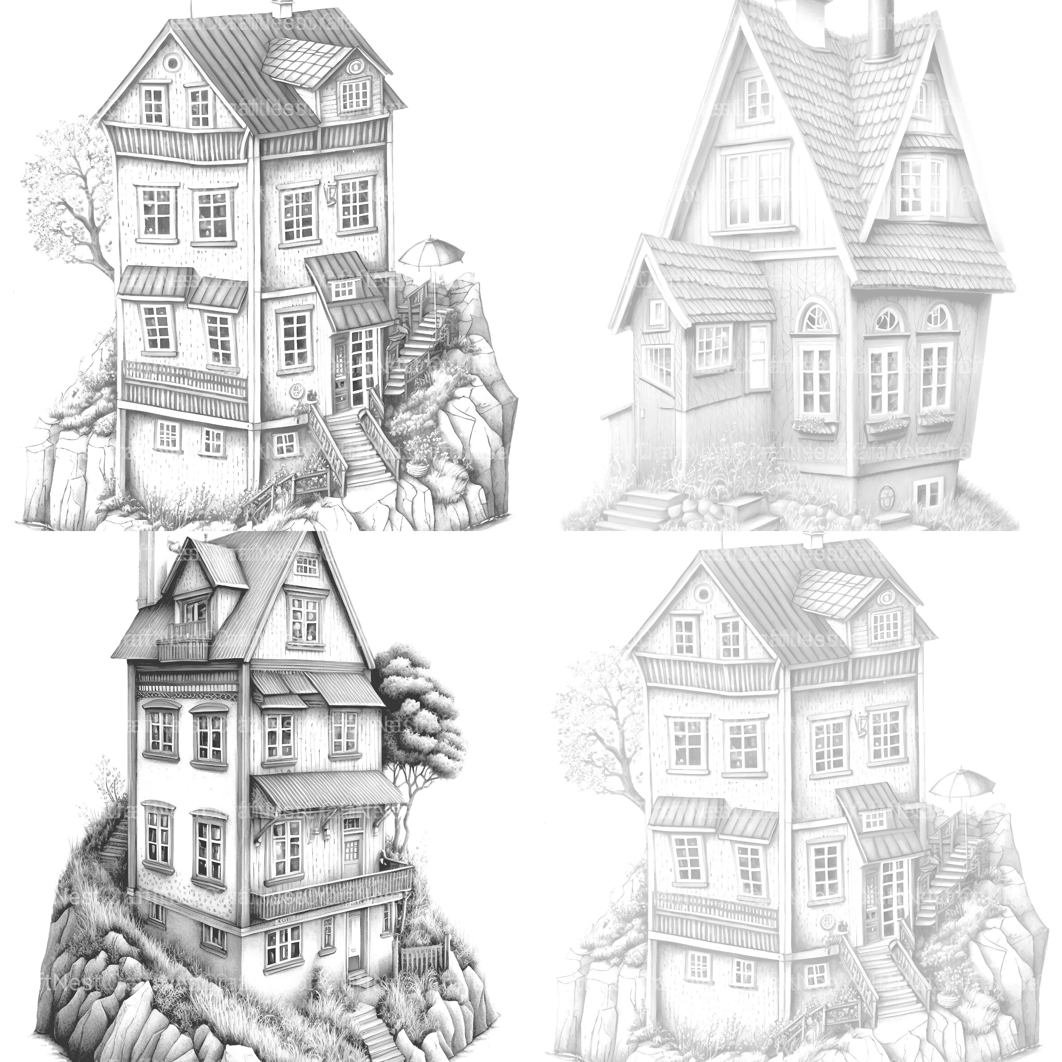 Norwegian Tiny House Coloring Book - CraftNest - Digital Crafting and Art