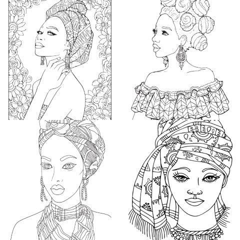 African Woman Portrait Coloring Book - CraftNest - Digital Crafting and Art