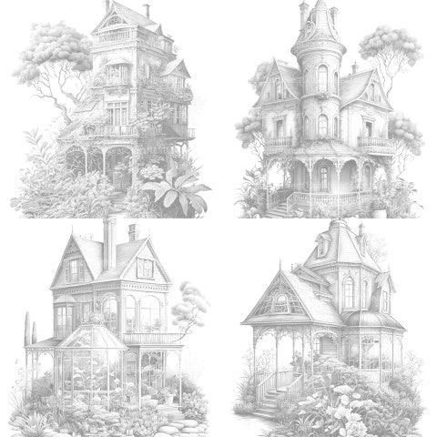 Intricate Garden Houses Coloring Book - CraftNest - Digital Crafting and Art