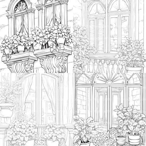 Mediterranean Windows Coloring Book - CraftNest - Digital Crafting and Art