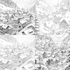 Winter Villages Coloring Book - CraftNest - Digital Crafting and Art