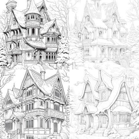 Winter Houses Coloring Book - CraftNest - Digital Crafting and Art