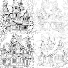 Winter Houses Coloring Book - CraftNest - Digital Crafting and Art