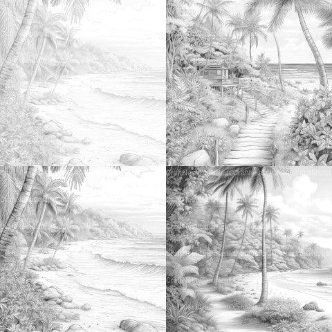 Tropical Beach Coloring Book - CraftNest - Digital Crafting and Art