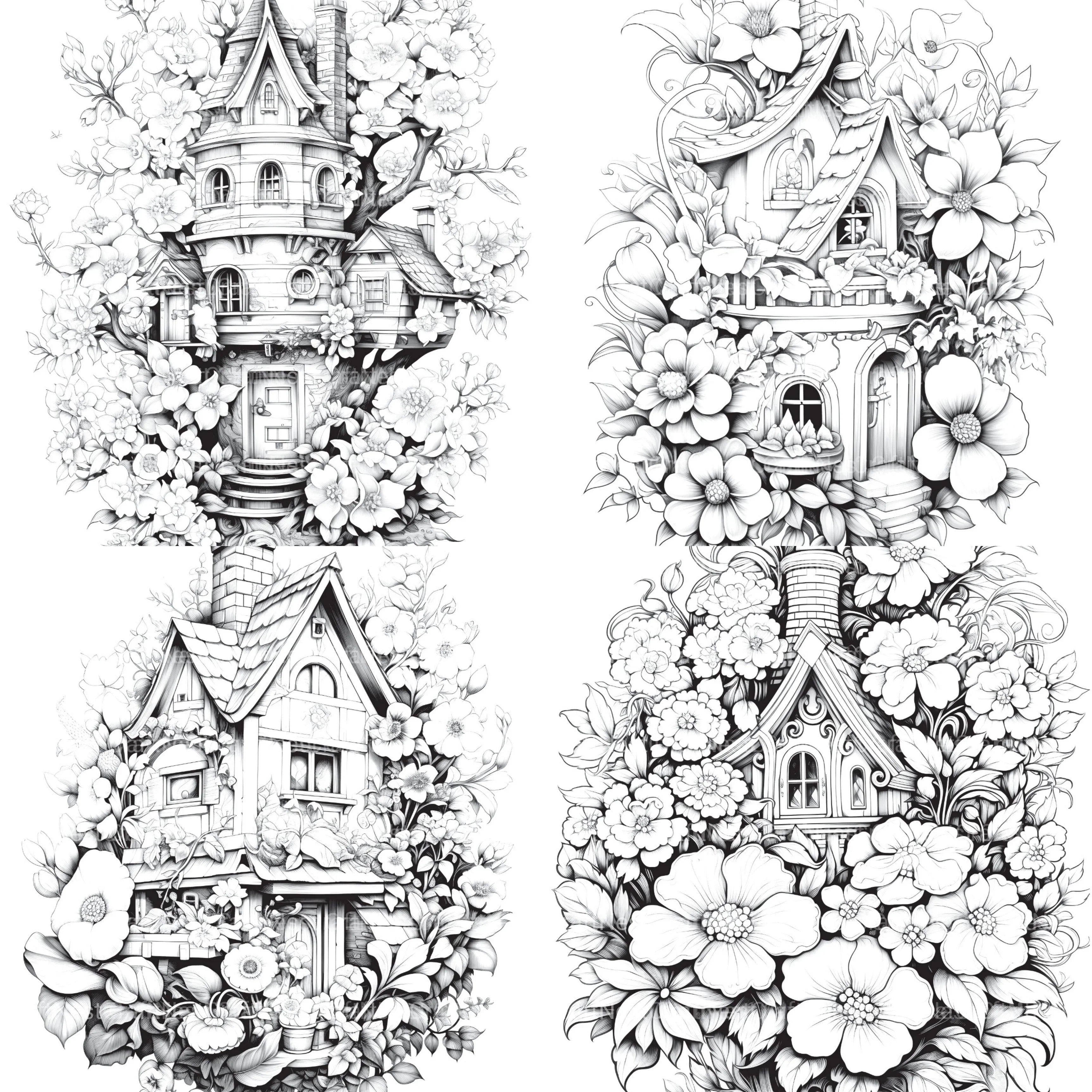 Blooming House Coloring Book - CraftNest - Digital Crafting and Art