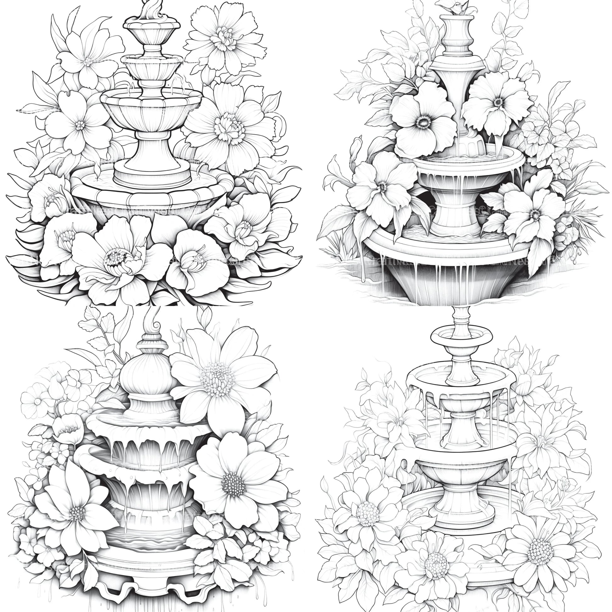 Blooming Fountain Coloring Book - CraftNest - Digital Crafting and Art