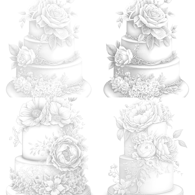Floral Wedding Cake Coloring Book - CraftNest - Digital Crafting and Art