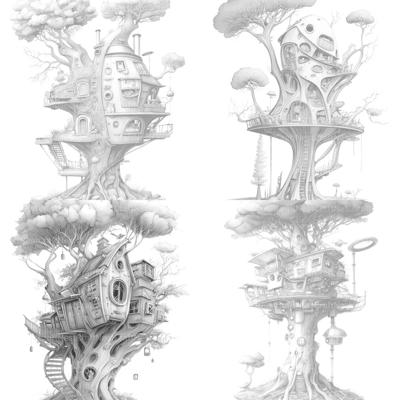 Future Treehouse Coloring Book - CraftNest - Digital Crafting and Art