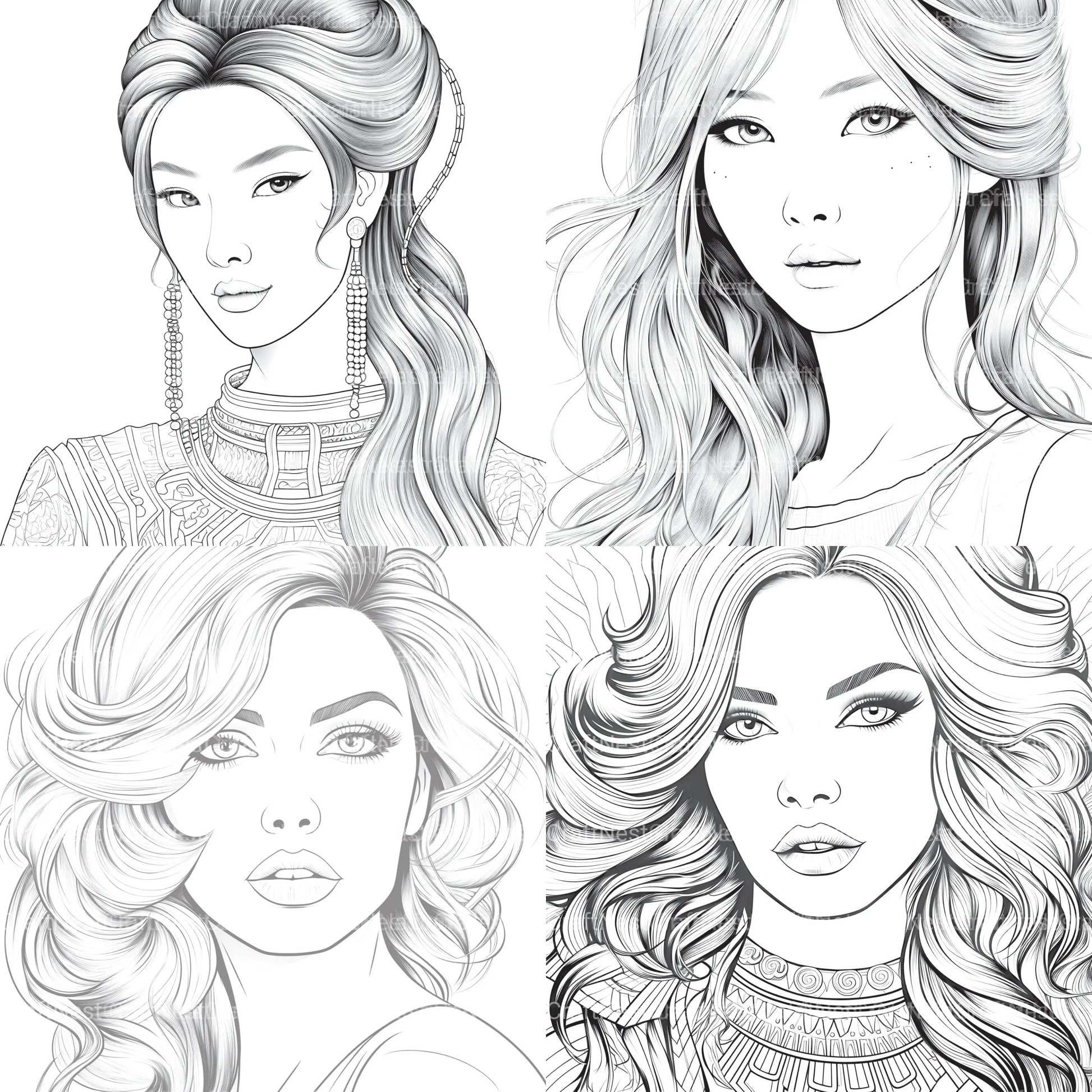 Beautiful Women Coloring Book - CraftNest - Digital Crafting and Art