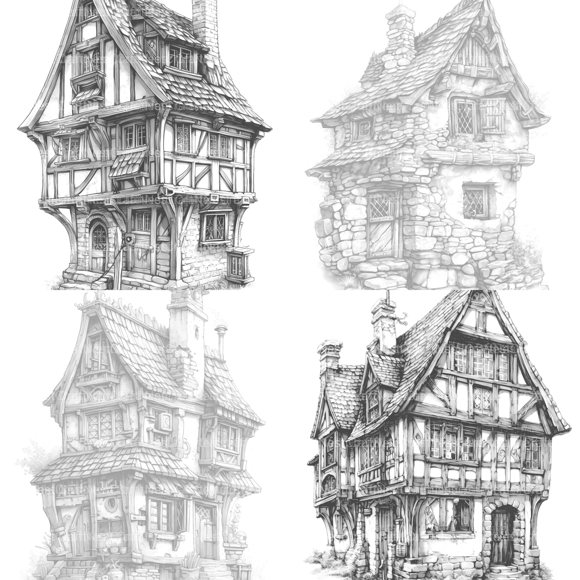 Medieval Tiny House Coloring Book - CraftNest - Digital Crafting and Art