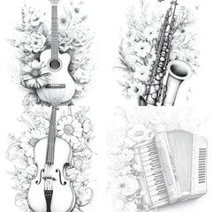 Flower Instrument Coloring Book - CraftNest - Digital Crafting and Art