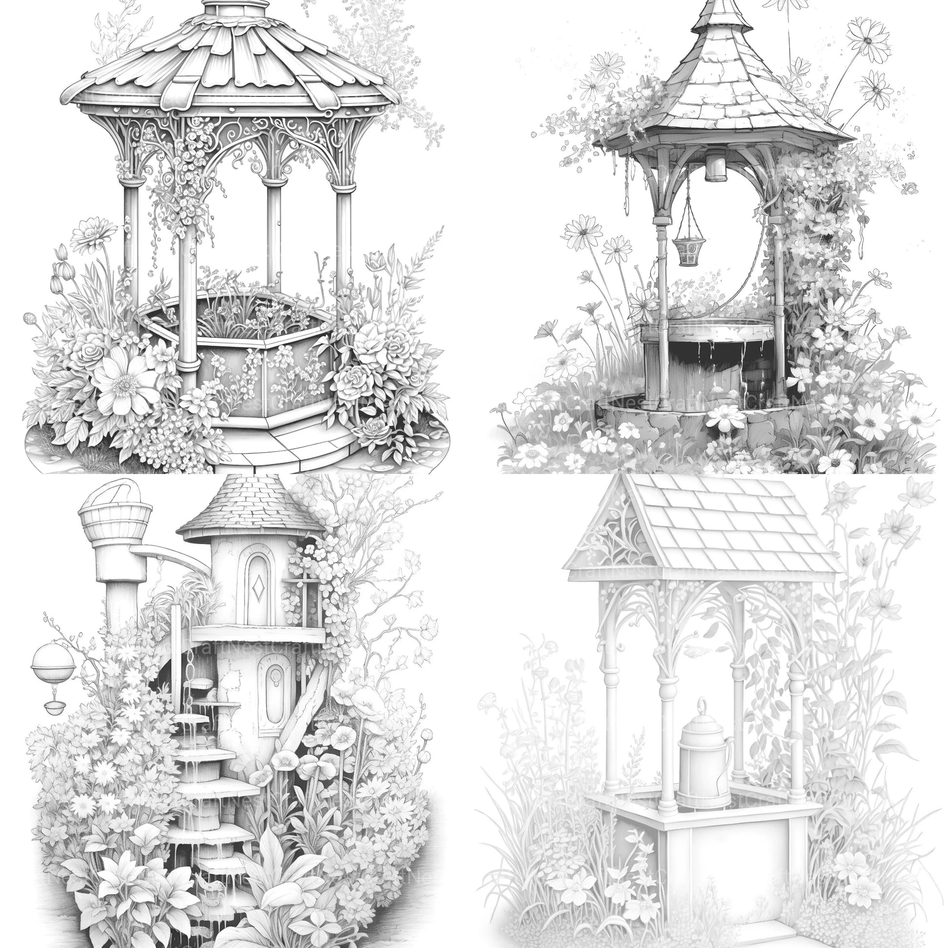 Wishing Well Coloring Book - CraftNest - Digital Crafting and Art
