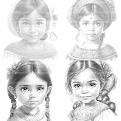Cute Mexican Girl Coloring Book - CraftNest - Digital Crafting and Art