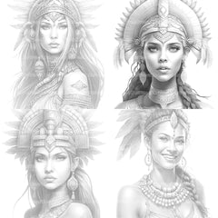 Aztec Women Coloring Book - CraftNest - Digital Crafting and Art