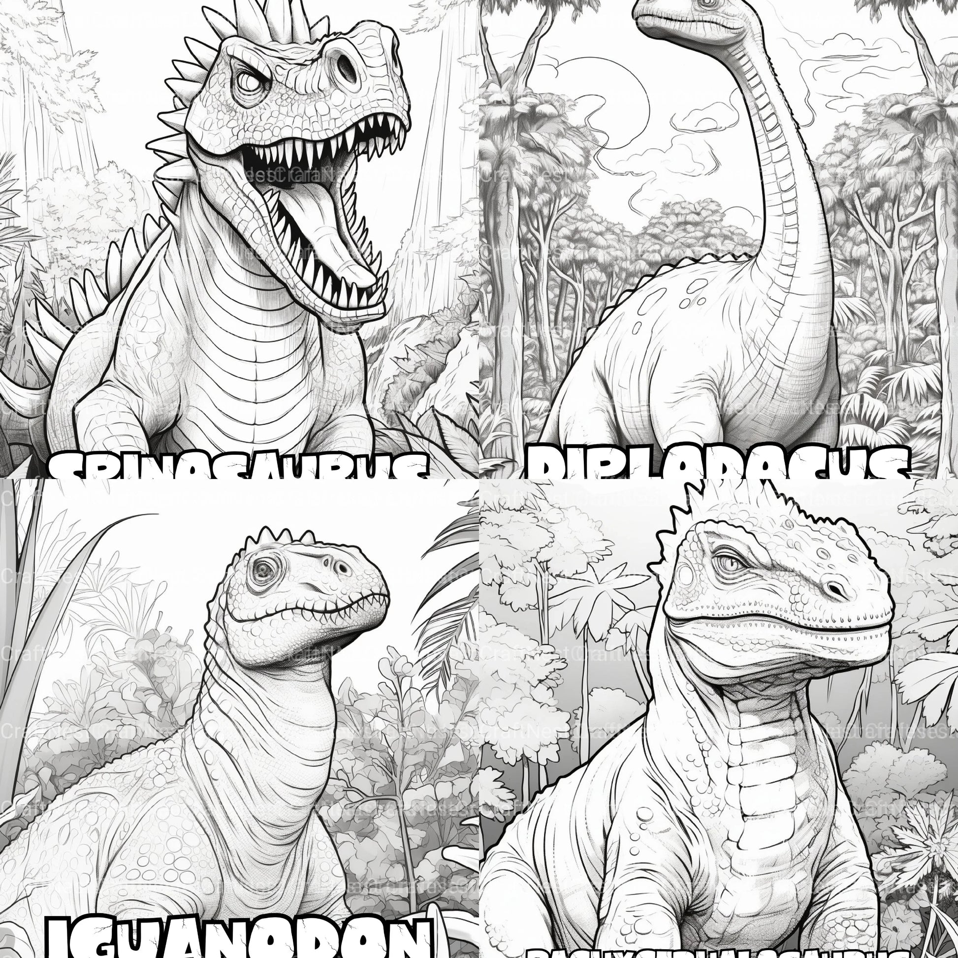 Kids Dinosaur Coloring Book - CraftNest - Digital Crafting and Art