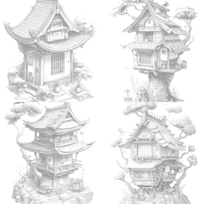 Japanese Tiny House Coloring Book - CraftNest - Digital Crafting and Art