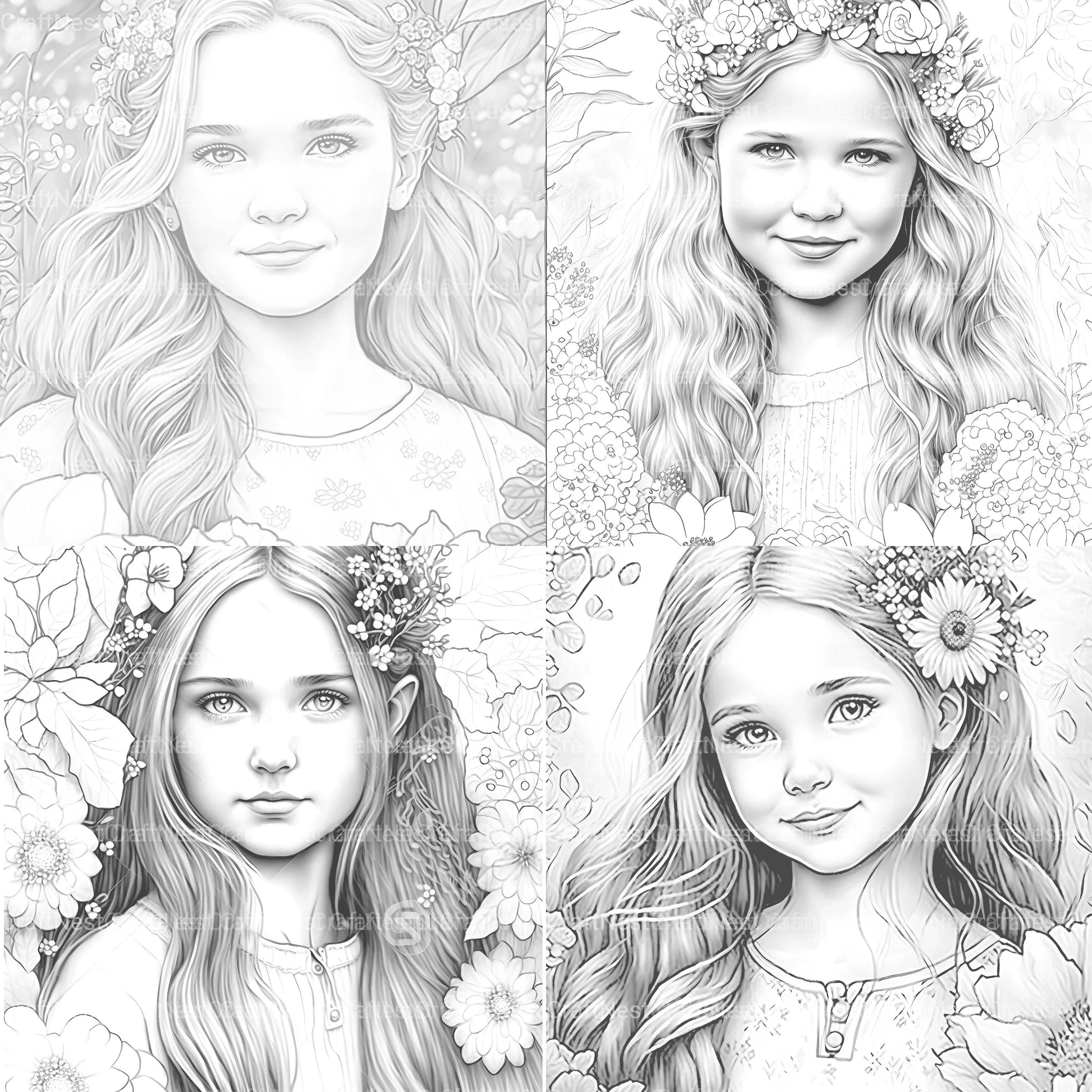 Flower Girl Coloring Book - CraftNest - Digital Crafting and Art