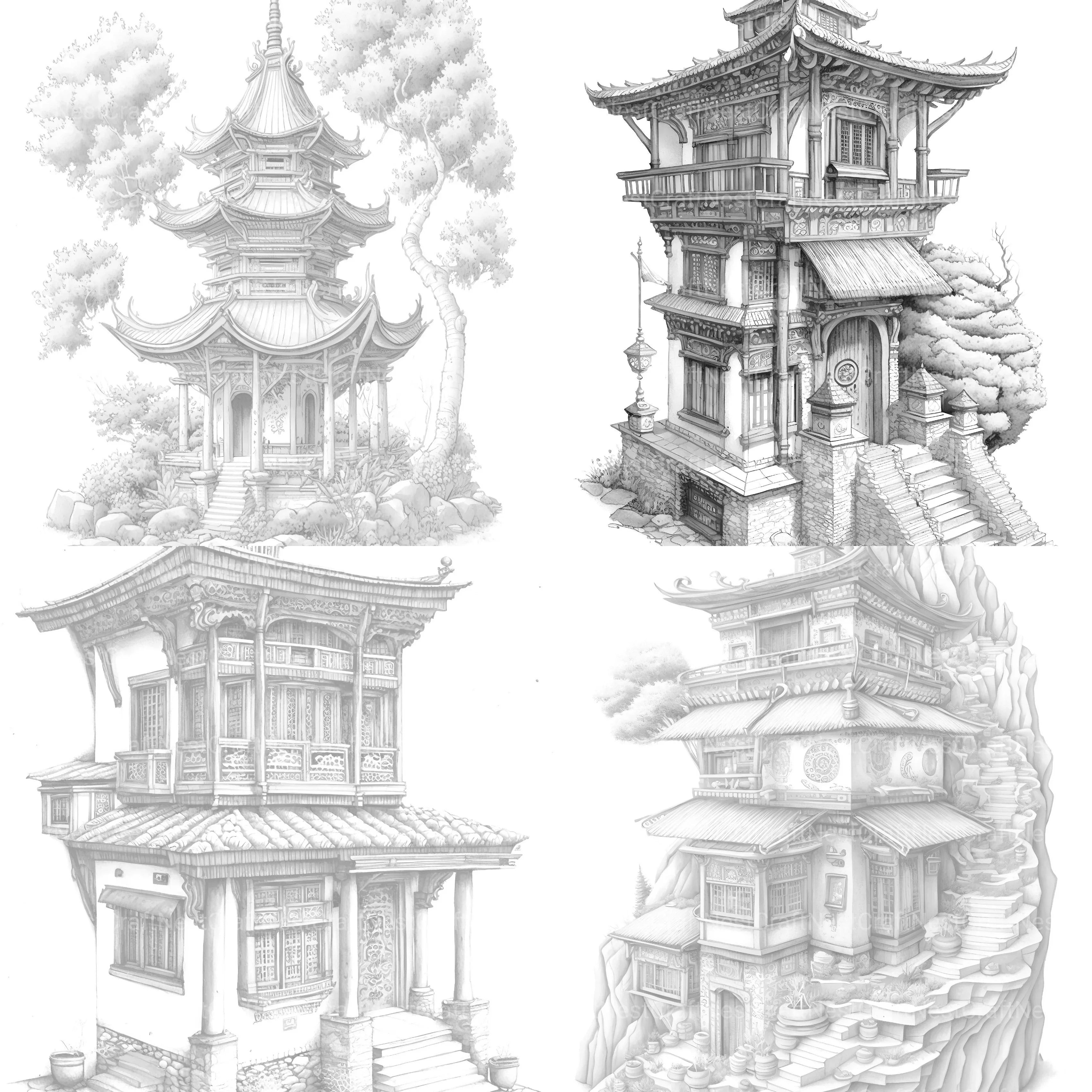 Tibetan Tiny House Coloring Book - CraftNest - Digital Crafting and Art