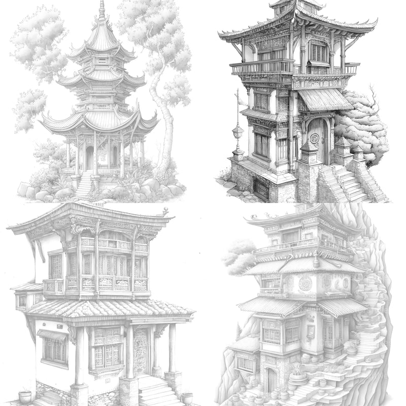 Tibetan Tiny House Coloring Book - CraftNest - Digital Crafting and Art