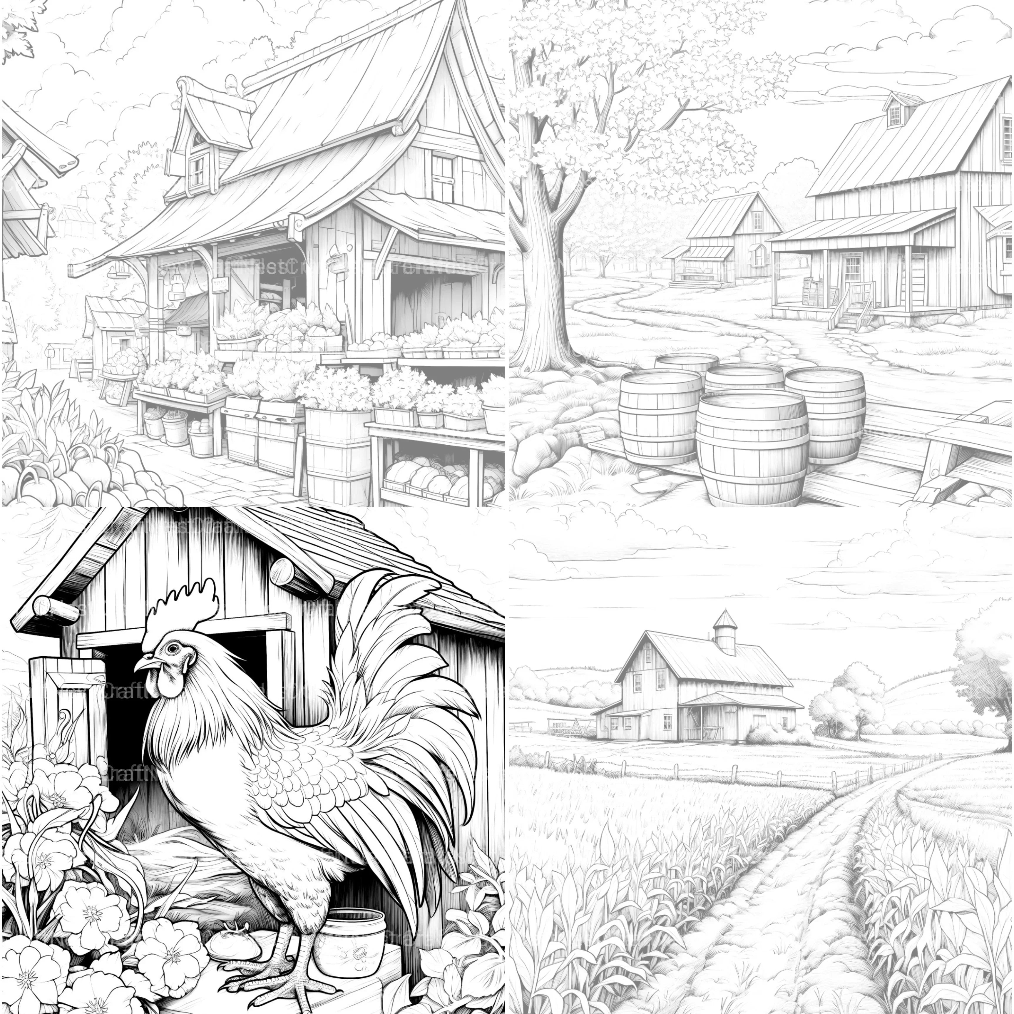 Country Life Coloring Book - CraftNest - Digital Crafting and Art
