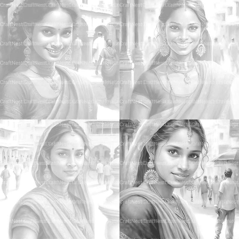 Indian Woman Coloring Book - CraftNest - Digital Crafting and Art