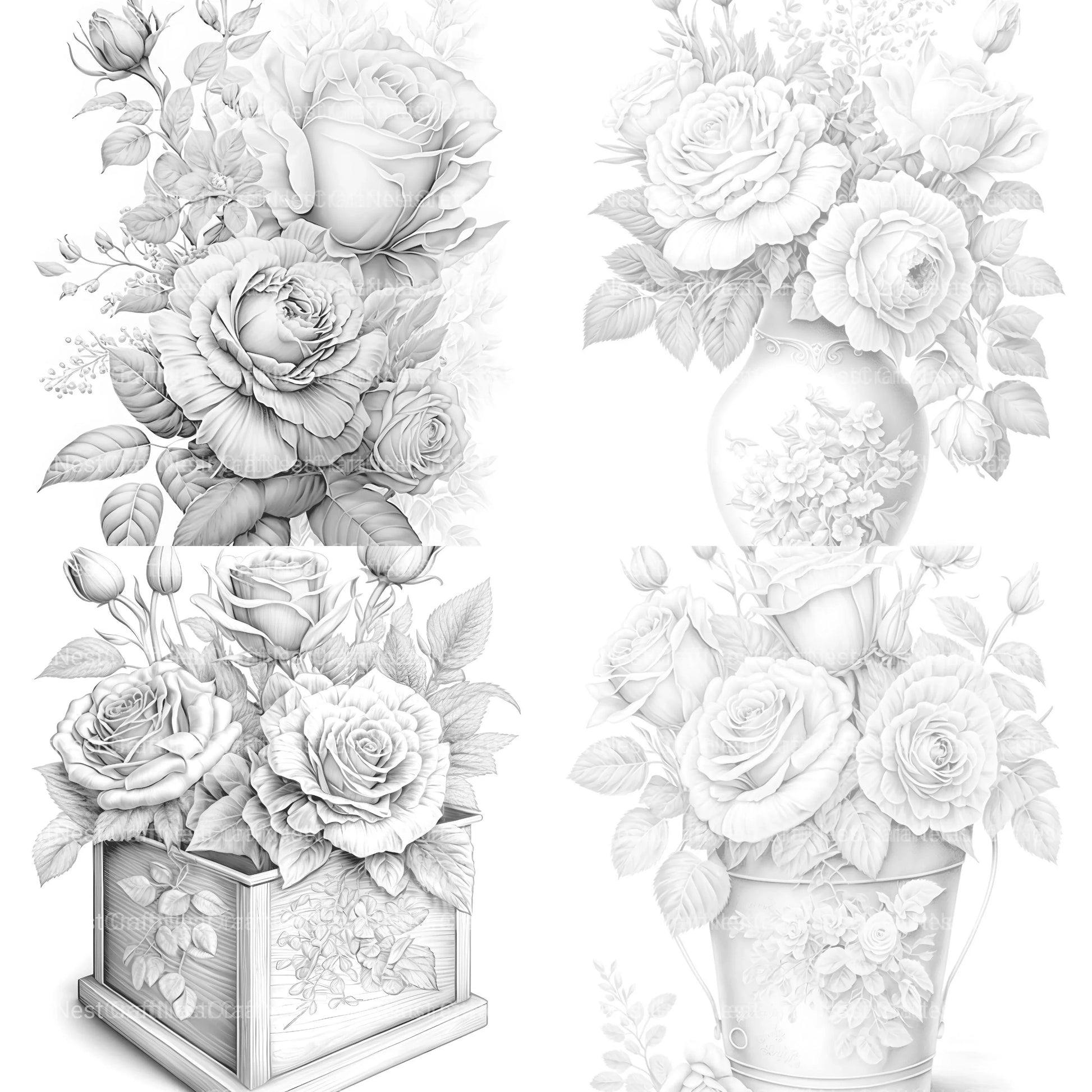 Rose Flower Coloring Book - CraftNest - Digital Crafting and Art