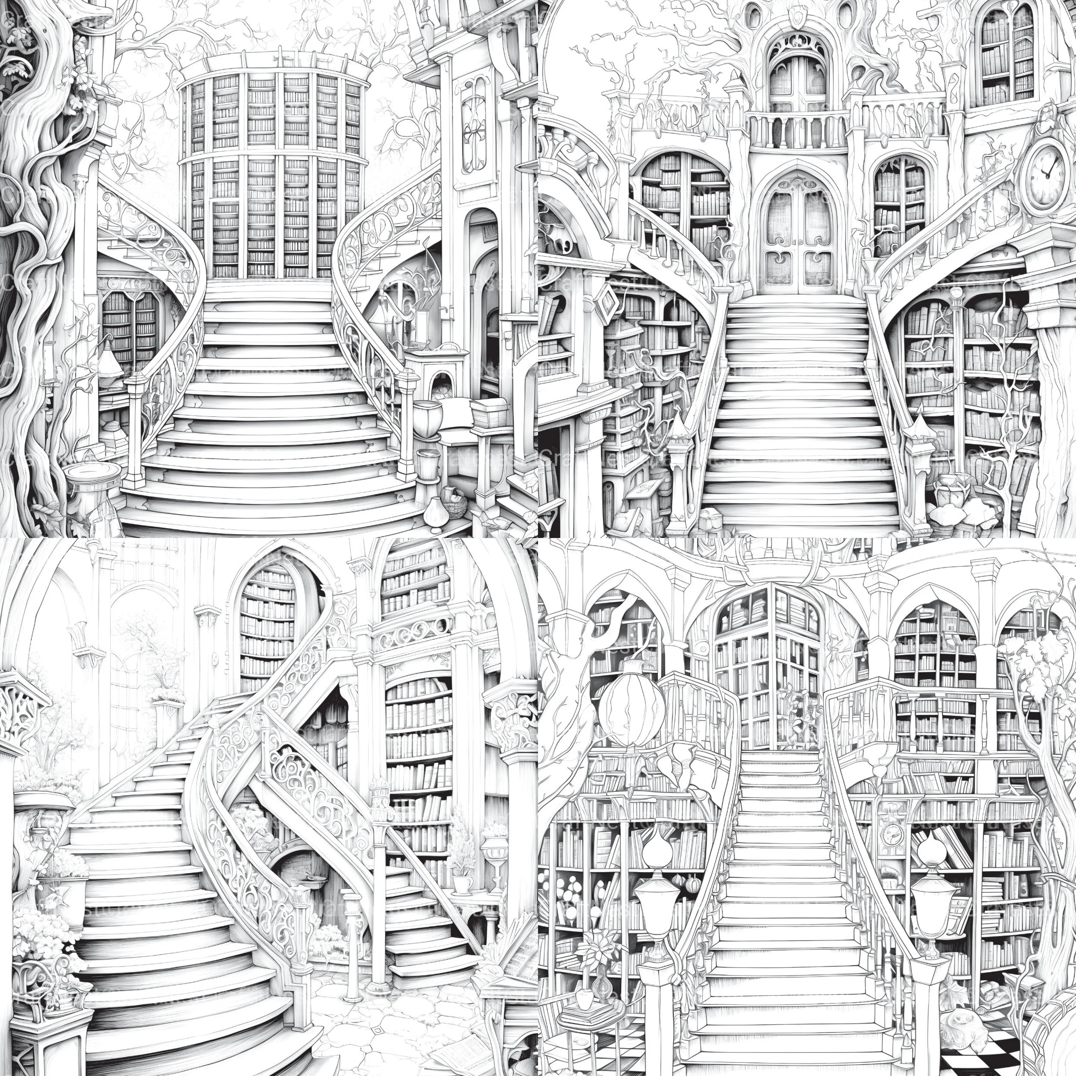 Enchanted Library Coloring Book - CraftNest - Digital Crafting and Art