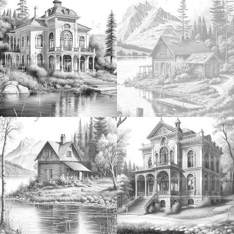 Lake Houses Coloring Book - CraftNest - Digital Crafting and Art