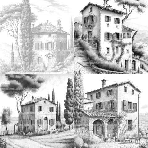 Italian Houses Coloring Book - CraftNest - Digital Crafting and Art