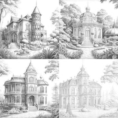 Luxury Villas Landscape Coloring Book - CraftNest - Digital Crafting and Art