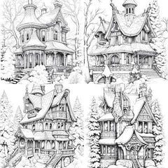 Winter Houses Coloring Book - CraftNest - Digital Crafting and Art