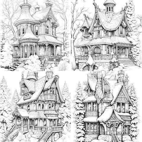 Winter Houses Coloring Book - CraftNest - Digital Crafting and Art