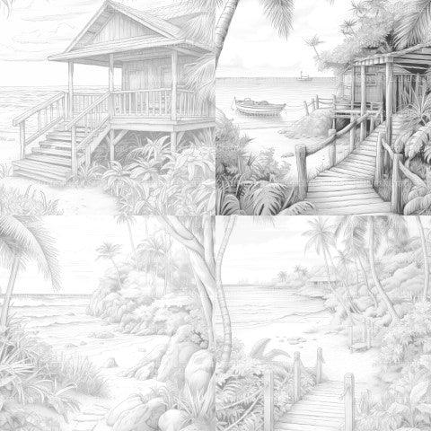 Tropical Beach Coloring Book - CraftNest - Digital Crafting and Art