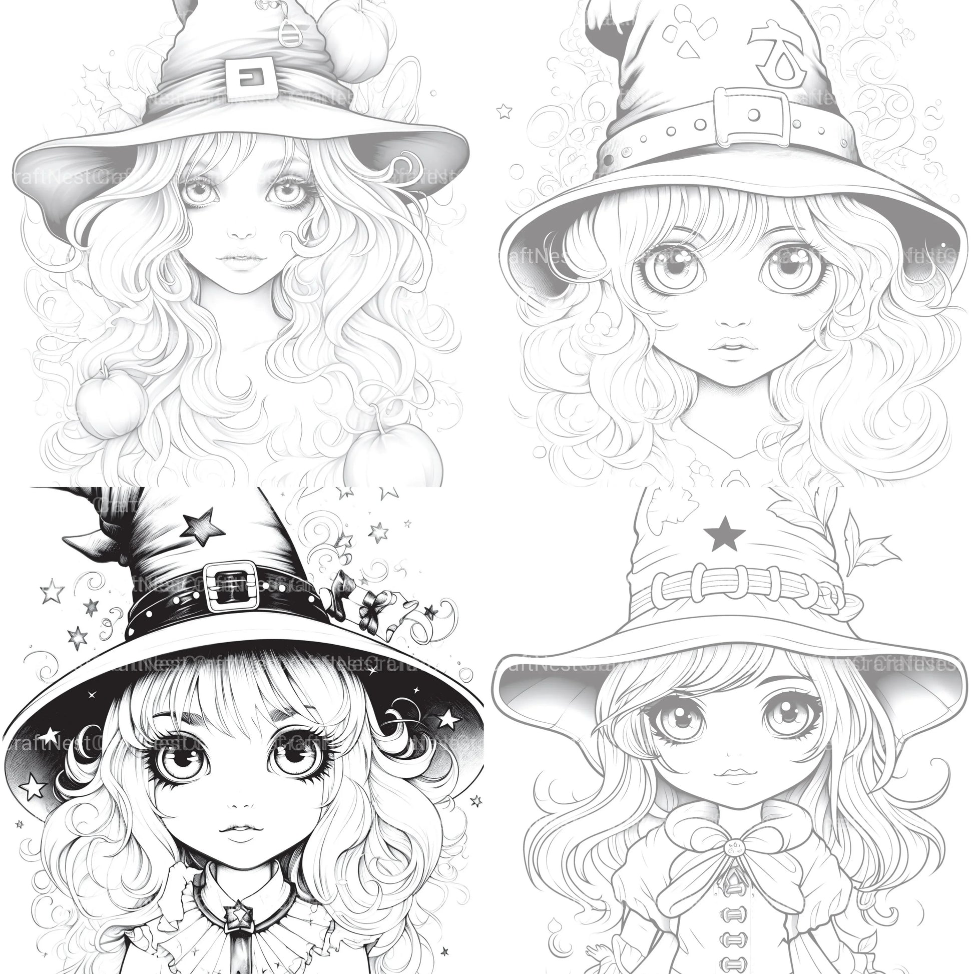Cute Witch Coloring Book - CraftNest - Digital Crafting and Art