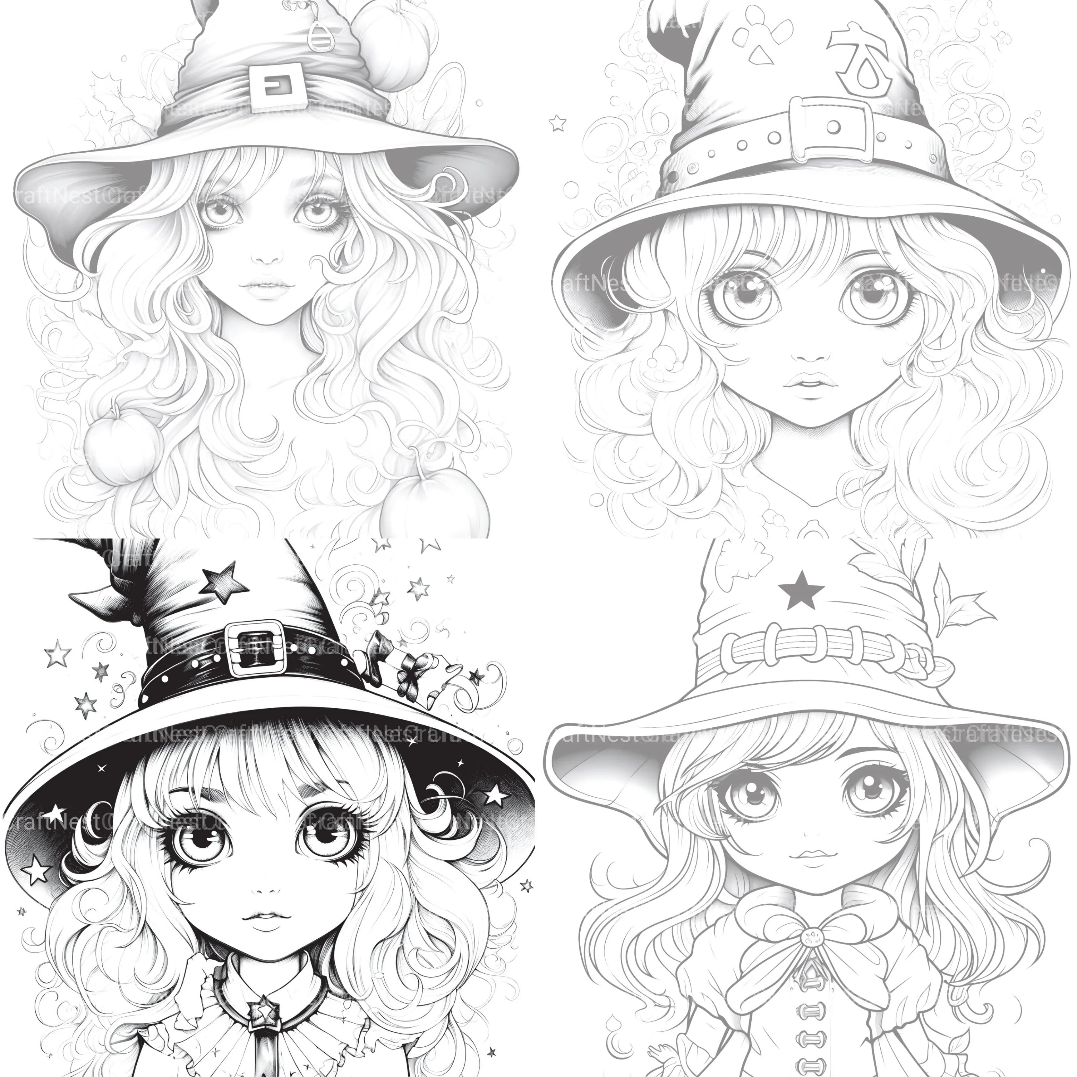 Cute Witch Coloring Book - CraftNest - Digital Crafting and Art