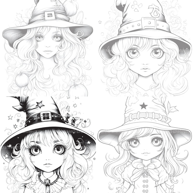 Cute Witch Coloring Book - CraftNest - Digital Crafting and Art