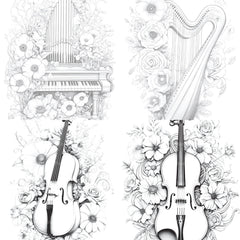 Flower Instrument Coloring Book - CraftNest - Digital Crafting and Art