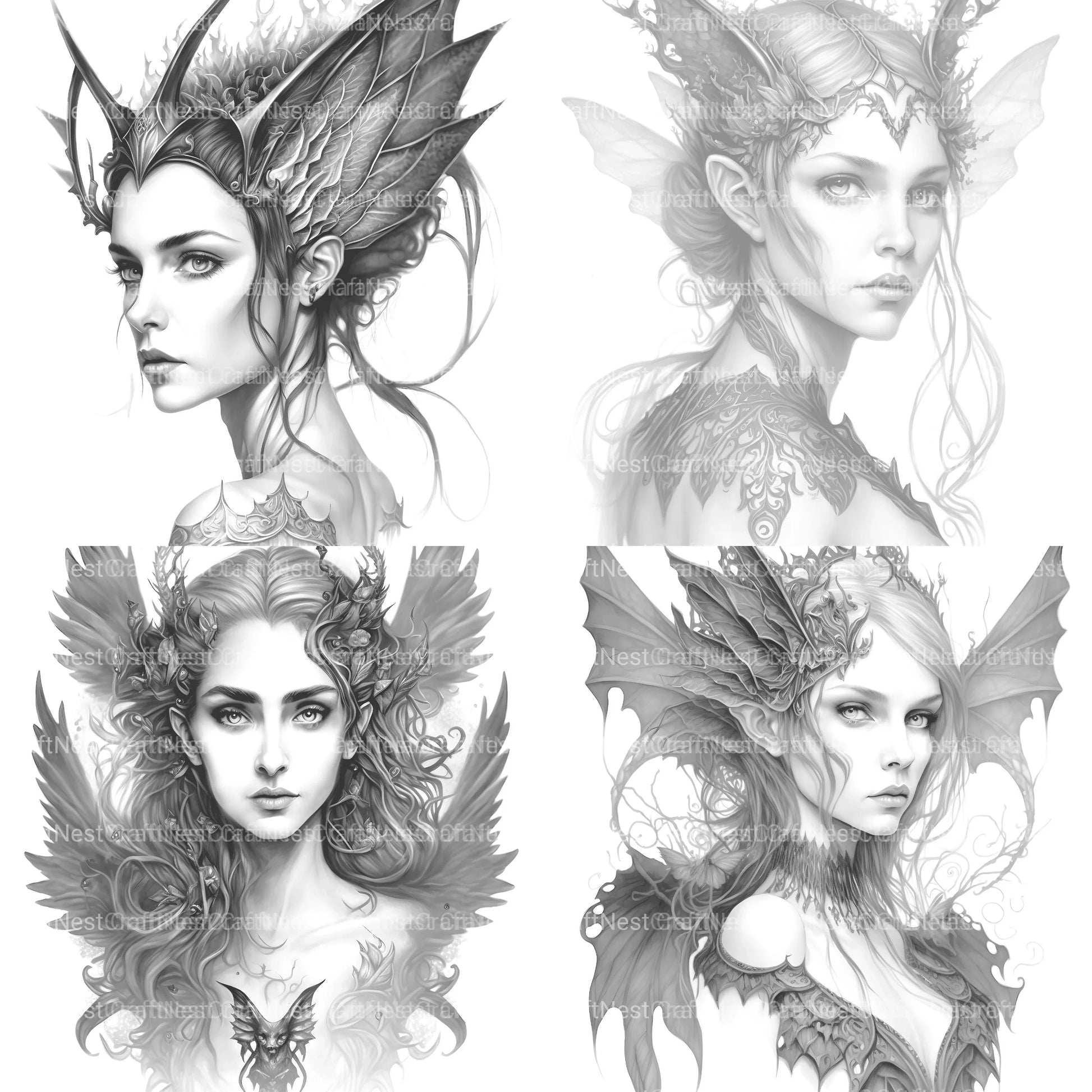 Dark Gothic Fairies Coloring Book - CraftNest - Digital Crafting and Art