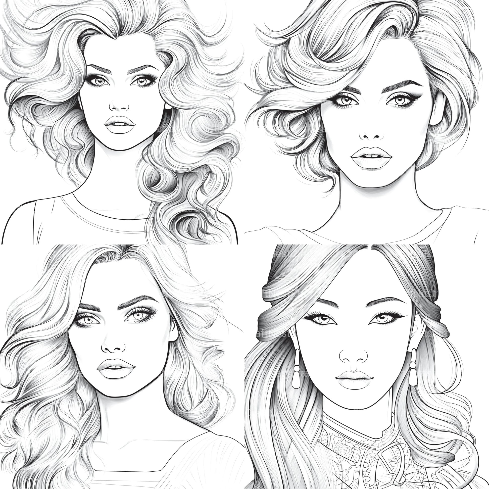 Beautiful Women Coloring Book - CraftNest - Digital Crafting and Art