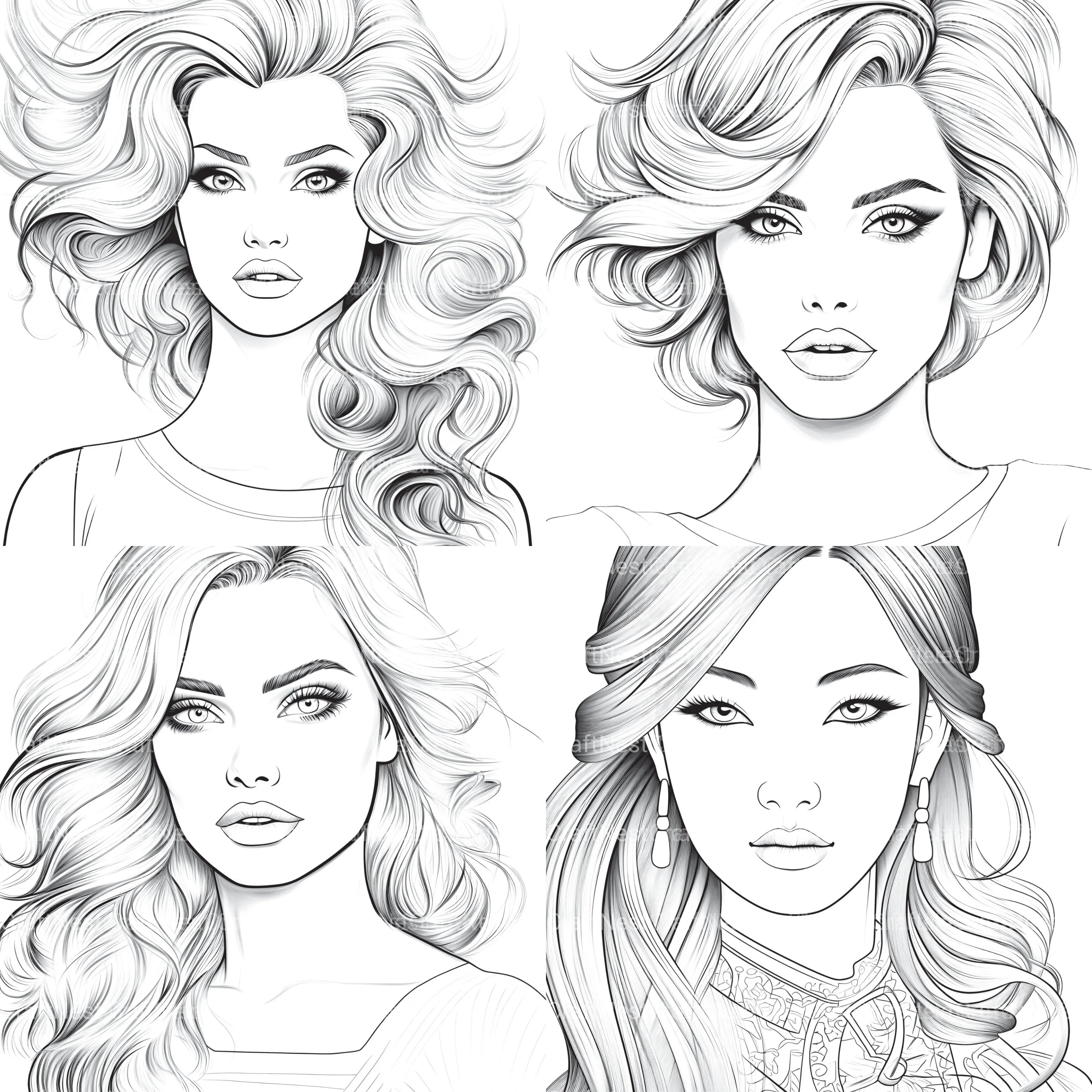 Beautiful Women Coloring Book - CraftNest - Digital Crafting and Art