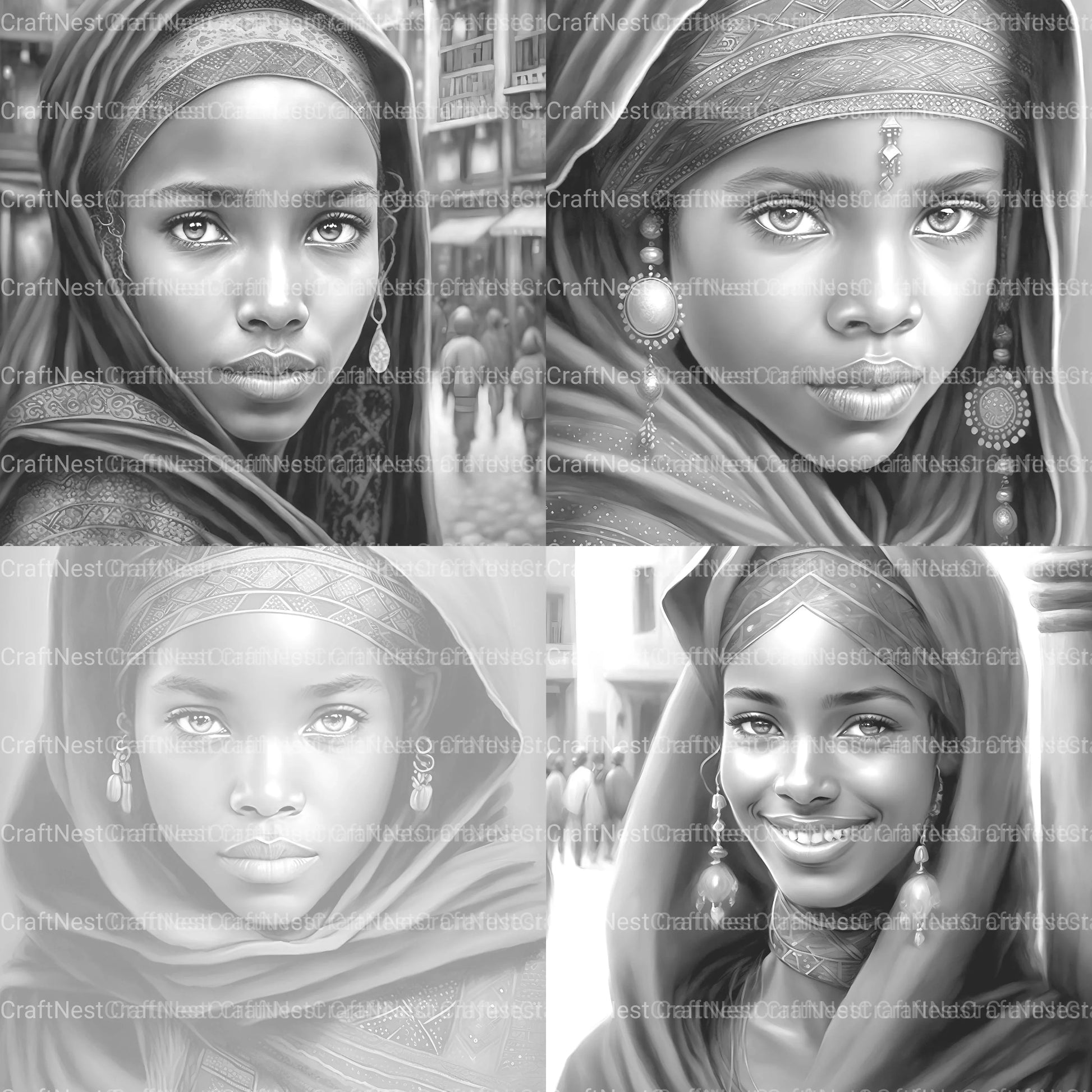 Tuareg Girl Coloring Book - CraftNest - Digital Crafting and Art