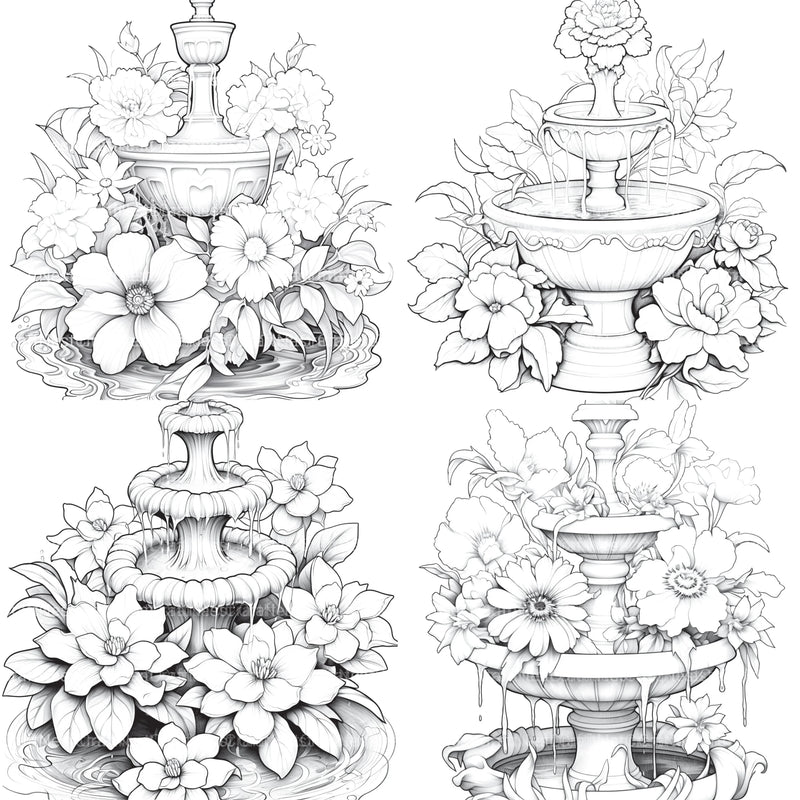 Blooming Fountain Coloring Book - CraftNest - Digital Crafting and Art